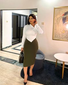 Office Attire Skirt, Corporate Blouses For Women, Black Woman Professional Outfits, Cooperate Tops For Women, Corporate Tops For Ladies, Classy Poses Women, Blouse And Skirt Outfit Classy, Convocation Outfit Graduation Classy, Corporate Attire Women Skirt