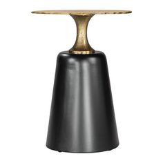 a black and gold table with a round top on it's pedestal, against a white background