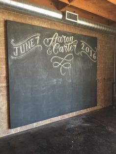 a chalkboard sign in the corner of a building