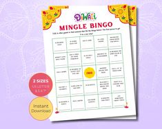 a printable game with the words mingle bingo written on it and an image of a