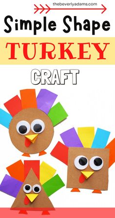 simple shape turkey craft for kids to make