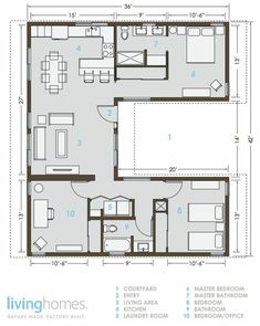 the floor plan for a two bedroom apartment with an attached bathroom and separate living area