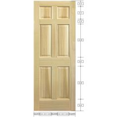 an image of a wooden door with measurements for the front and side panels on it