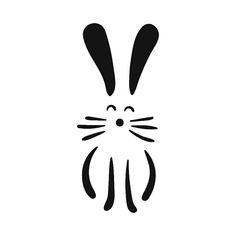 a black and white silhouette of a rabbit's head with eyes wide open on a white background