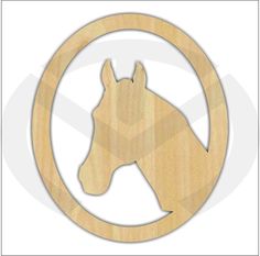 a wooden horse head cut out in a circle