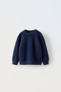 KNIT SWEATER - Indigo | ZARA United States Sweater Rajut, Trench Coat Dress, Cardigan Sweater Vest, Linen Suits, Navy Blue Sweater, Round Neck Sweater, Cardigan Sweater Jacket, Zara Sweater, Tshirt Skirt