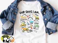 Christian Shirts For Kids, Christian Kids Shirts, I Am Shirt, Christian Shirts Designs, Merch Ideas, Bible Verse Shirt, Christian Kids, God Says, Christian Tees