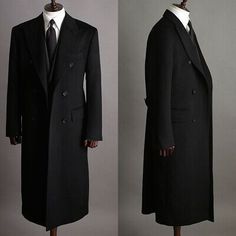 Great Shopping Men Long Overcoat Black Wool Blend Coat Winter Business Outwear Double Breasted, Mens Coats Jackets Slim Fit Coat Men, Suit Coats For Men, Black Clothes Ideas, Suit With Overcoat, Classic Suit Men, Black Christmas Wedding, Long Coats For Men, Suit Overcoat, Winter Coat Men