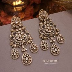 Victorian Finish Jewellery Indian, Jadau Chandbali Earrings, Big Polki Earrings, Moissanite Necklace Indian, Polki Earrings Designer, Vilandi Earrings, Victorian Earrings Indian, Neackles Aesthetic