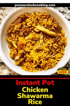 instant pot chicken shawama rice in a white bowl