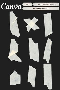 some pieces of paper that have been torn off and are on the black background with white writing