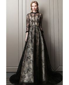 Buy vogue long black lace prom dress with sheer long sleeves at affordable price online. Free shipping and pro custom service since 2009. Floral Dress Wedding Guest, Cheap Prom Dresses Online, Black Lace Prom Dress, Reign Dresses, Cheap Party Dresses, A Line Evening Dress, Evening Dresses Online, Cheap Evening Dresses, Party Dresses Online