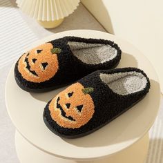 44781974847720|44781974880488|44781974913256|44781974946024 Halloween Slippers, Pumpkin House, Winter Heels, Plush Pattern, Halloween Celebration, Pumpkin Halloween, House Shoes, Winter House, House Slippers