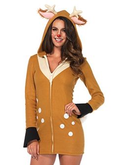 a woman in a costume that has deer ears on it's head and nose