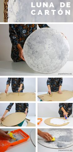 how to make lunaa de caron with paper plates and glue on the bottom