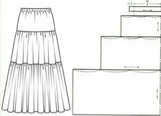 a drawing of a tiered skirt and box