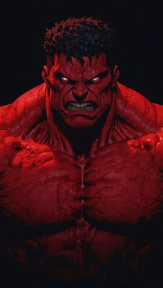 the incredible hulk from avengers comics is shown with red paint on his face and chest