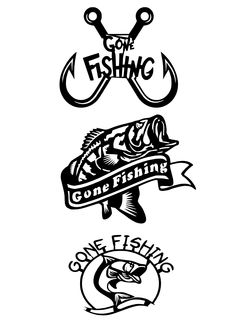 three different logos for fishing and other things