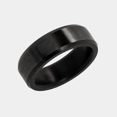 Solid Black Diamond Ring with Dome Shape on White Background | Elysium Black Diamond Ring - Ares 7mm | Men's Black Diamond Wedding Ring | Products | Image 1