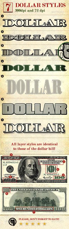 an advertisement for dollar bills with the words dollar dollars written on it and in different languages