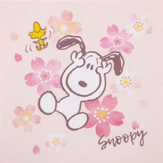 a cartoon dog with flowers and a bee on it's back in front of a pink background