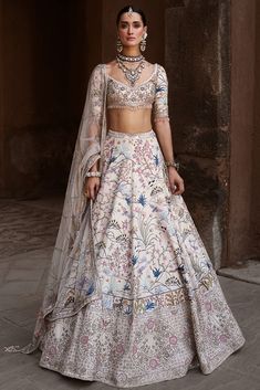 Pink Bridal Lehenga, Indian Bridal Dress, Pink Bridal, Ivory Silk, Silk Lehenga, Net Dupatta, Lehenga Designs, Indian Outfit