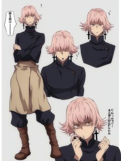 some anime characters with pink hair and black clothes