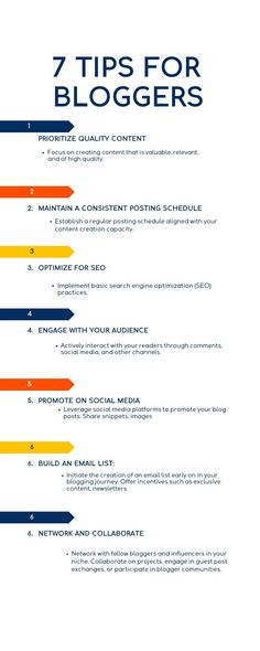 the 7 tips for bloggers to follow in your blog or website infographical