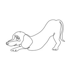 a line drawing of a dog laying down