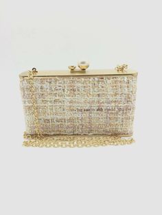 $146 Neiman Marcus Women's Beige Tweed Sequin Clutch Bag Purse Description Faux pearl clasp Removable strap Spot clean Imported About Us We sell only 100% authentic clothing from new with tags to gently used. We have a 100% authentic or money back guarantee on every item we sell. Items are listed daily so make sure to put us on your favorite! Most of our items come from a nationwide high end dept store. We have been in business for over 10 years selling tens of thousands of designer items. We st Elegant Beige Tweed Bags, Glamorous Gold Clutch With Pearl Handle, Square Evening Clutch With Gold-tone Hardware, Luxury Gold Sequin Clutch, Luxury Square Clutch With Gold-tone Hardware, Sequin Clutch, Pearl Clasp, Faux Pearl, Bags Handbags