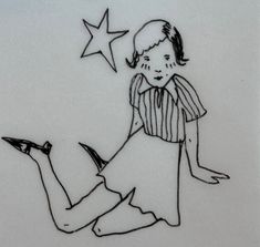 a drawing of a girl holding a star