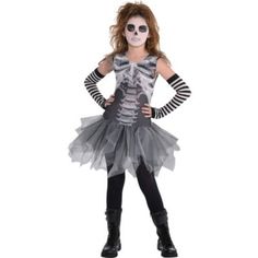 Girls Skeleton Costume, Skeleton Fancy Dress, Child Skeleton, Fancy Dress Costumes Kids, White Tutu Skirt, Skull Costume, Sugar Skull Costume, Skeleton Dress, Hallowen Costume