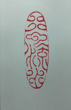 a red and white drawing of a shoe