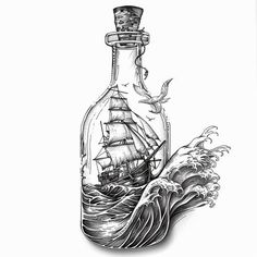 Brilliant Ocean Tattoo Flash Boat In Storm Tattoo, Treasure Island Tattoo, Pirate Ship Tattoo Women, Sea Tatoos The Ocean, Nautical Theme Tattoo, Ocean Hand Tattoo, Ocean Half Sleeve, Burn The Ship Tattoo, Ocean Tattoos Men