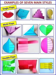 the instructions for how to make an origami heart and other paper shapes with pictures