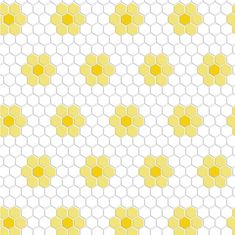 a yellow and white background with hexagonals in the shape of honeycombs