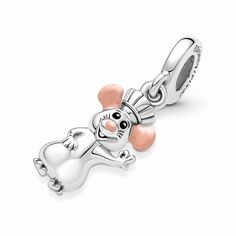 Follow your dreams with Pixar's Remy. This sterling silver dangle charm features Remy from Disney and Pixar's Ratatouille wearing his chef's hat and making a chef's kiss gesture. Hand-applied pink enamel colors his ears and nose and black enamel brings his eyes to life. Style this charm on your Pandora jewelry as a reminder to follow your heart and never give up. Pandora Charms Disney, Disney Charms, Charms Pandora, Pandora Disney, First Mothers Day Gifts, Bracelet Pandora, Follow Your Dreams, Bridesmaid Accessories, Pandora Bracelet Charms