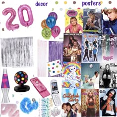 a collage of various items including balloons, posters and other things to do with them