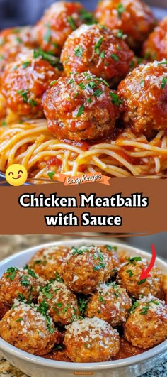 chicken meatballs with sauce in a bowl