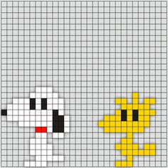 an image of a cross stitch pattern that looks like a dog and a cat with red eyes