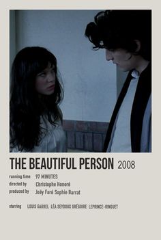 the beautiful person movie poster with two people standing next to each other in front of a brick wall