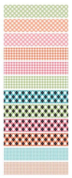 a set of different colored plaid patterns