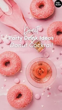 Get ready to celebrate with one of your favorite sweet treats—donuts, and Donut Cocktails! 🍩 Click here for more Donut Party Inspiration! 🎉 #thebash #donutparty #donutthemeparty #donutwall #donutthemedparty #donutpartytheme #kidspartyideas #donuts #donutdecorations #donutpartyideas #donutpartytheme #birthdayparty #donutbirthday #birthdayparty #birthdayideas #kidspartyplanning #kidspartytheme #desserts #kidspartyfood #kidsbirthday #partydecorations #partyinspiration #donutcocktails Donut Cocktail, Custom Donuts For Birthday, Birthday Donut Breakfast, Pink Sprinkle Donut Cake, Pink Sprinkle Donut, Giant Donut, Dozen Donuts