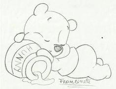 a drawing of a teddy bear holding a toy