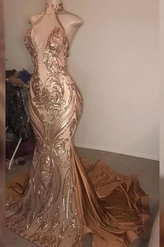 Prom Dresses Long Mermaid, Mermaid Prom Dress, Sequin Halter, Prom Dresses Sleeveless, Sequin Appliques, Mermaid Fashion, Stretch Satin, Mermaid Prom Dresses, Long Prom Dress