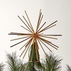 a star ornament made out of sticks and pine needles