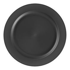 an empty black plate on a white background