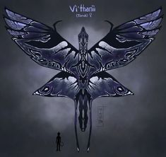 a man standing next to a giant butterfly on top of a dark background with the words vit thanini