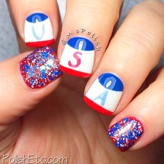 11 Olympics 2016 Nail Art Ideas to Show Your American Pride | Teen Vogue Sports Themed Nails, Sports Nails, Art Nail Designs, Nails 2016, Super Cute Nails