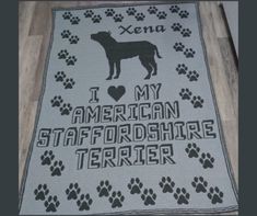 i love my american stafford shepherd terrier dog blanket crochet afghan - free shipping